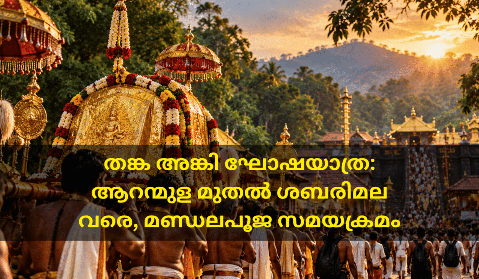 തങ്ക അങ്കി വഹിക്കുന്ന ഘോഷയാത്രയെ സ്വീകരിക്കുന്ന ഭക്തർ